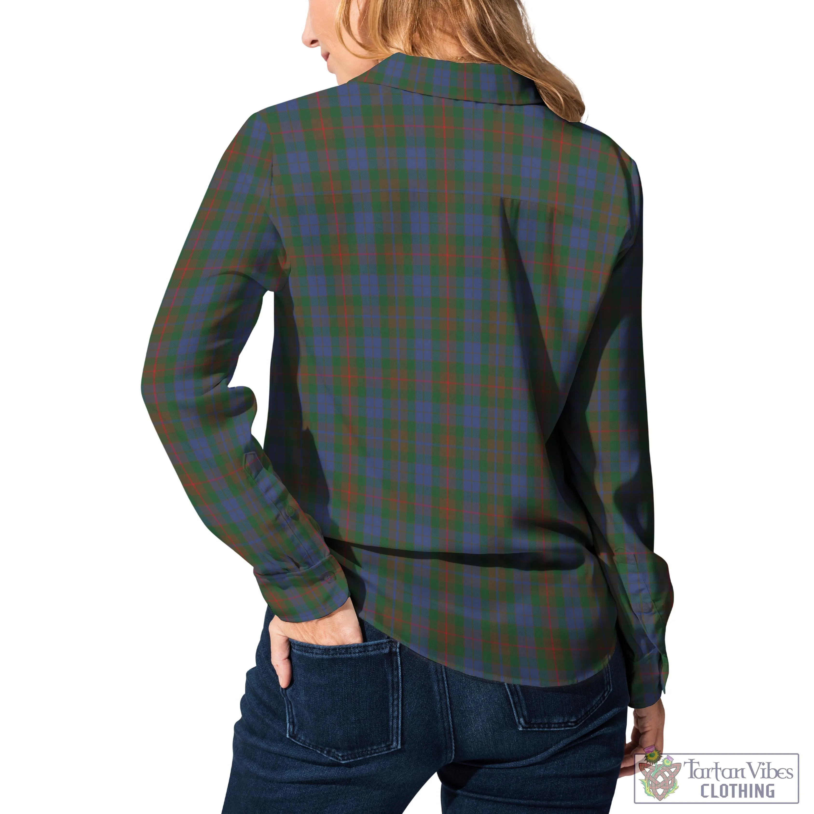 Buchanan Hunting Tartan Women's Casual Shirt with Family Crest