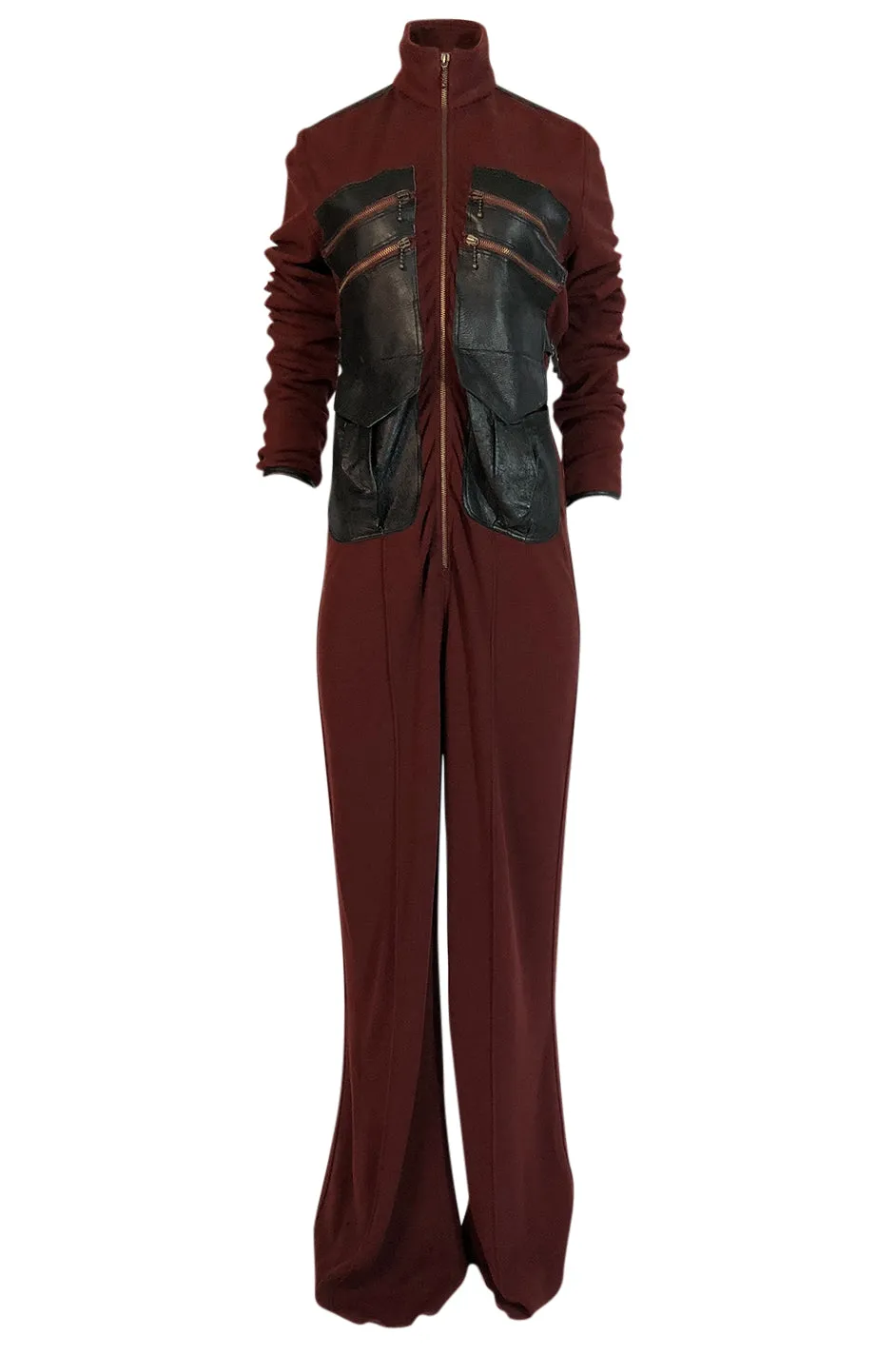 c.2002 Jean Paul Gaultier Leather Detailed Avant Garde Jumpsuit