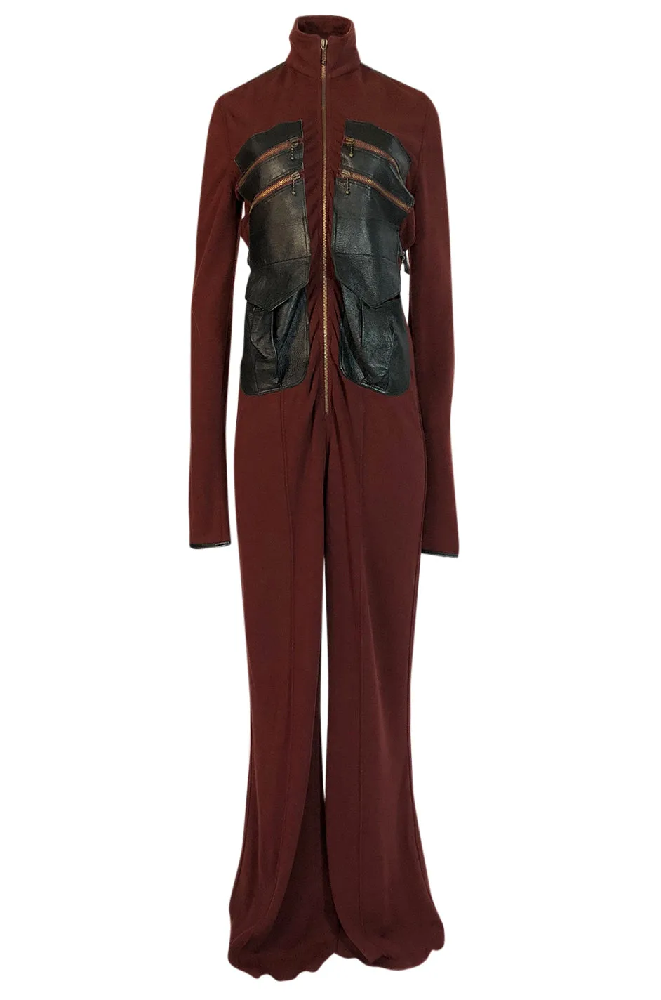 c.2002 Jean Paul Gaultier Leather Detailed Avant Garde Jumpsuit