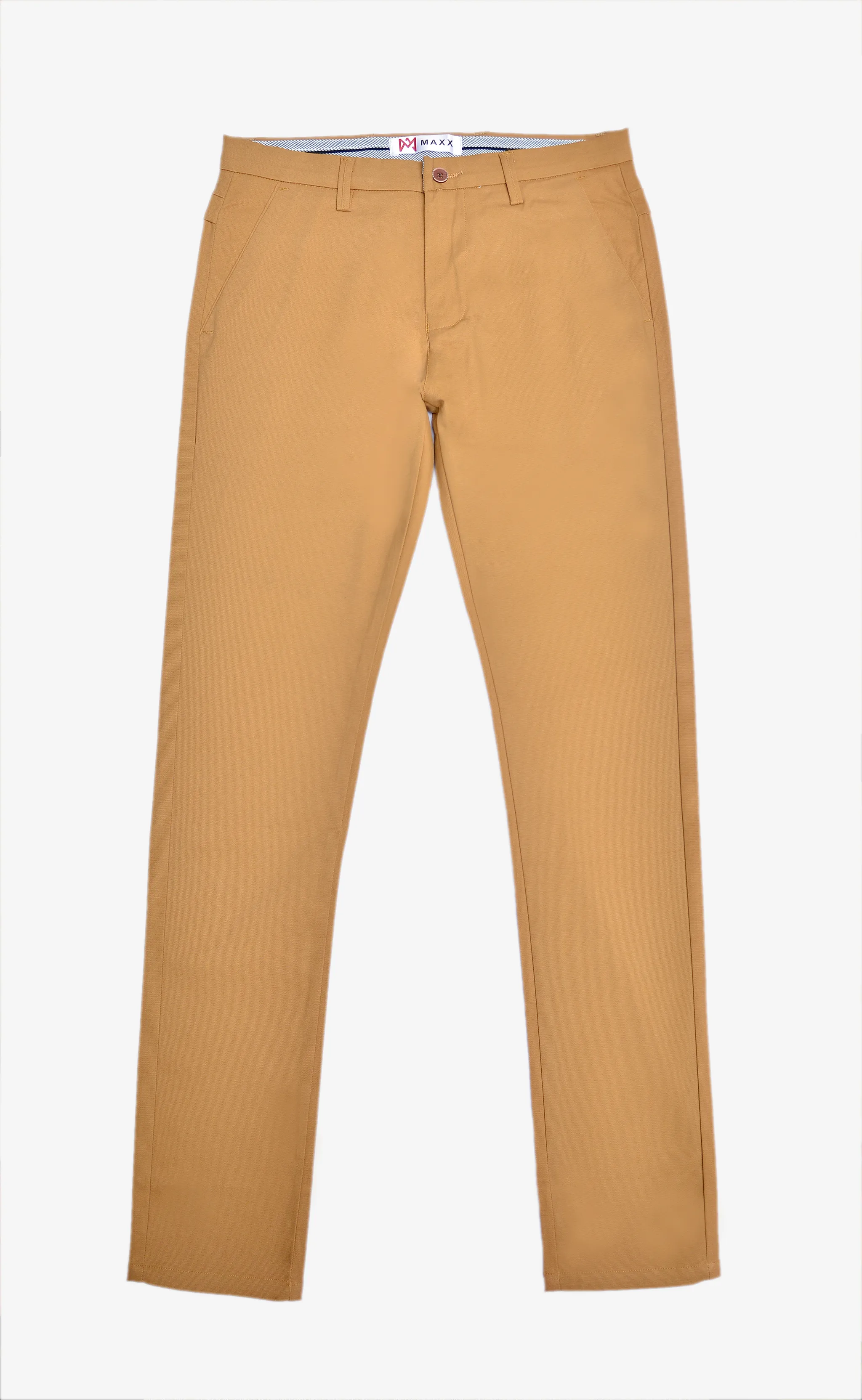 Camel Brown Textured Cotton Chinos Pants