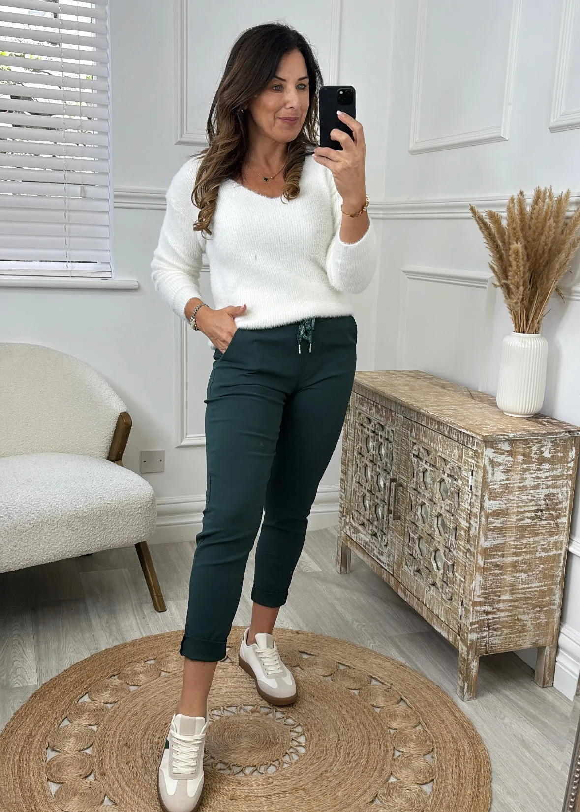 Caroline Pine Green Chino Joggers