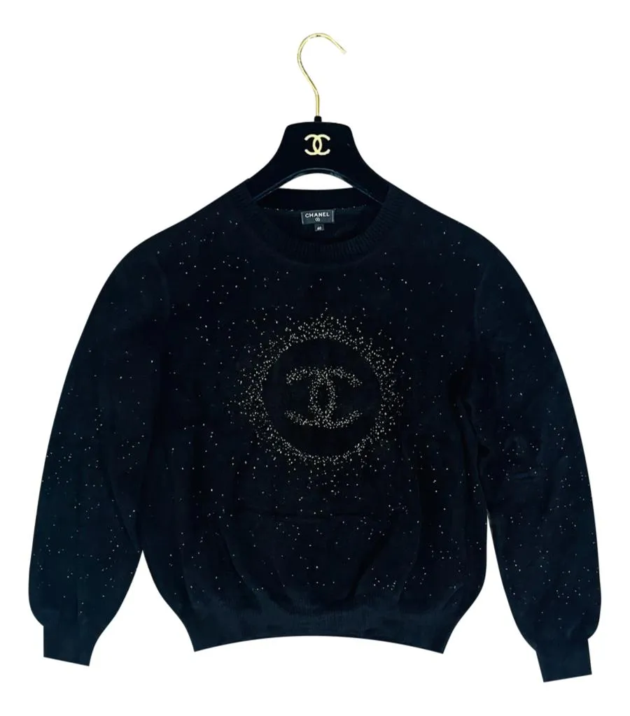 Chanel  Sequin 'CC' Logo Jumper. Size 40FR