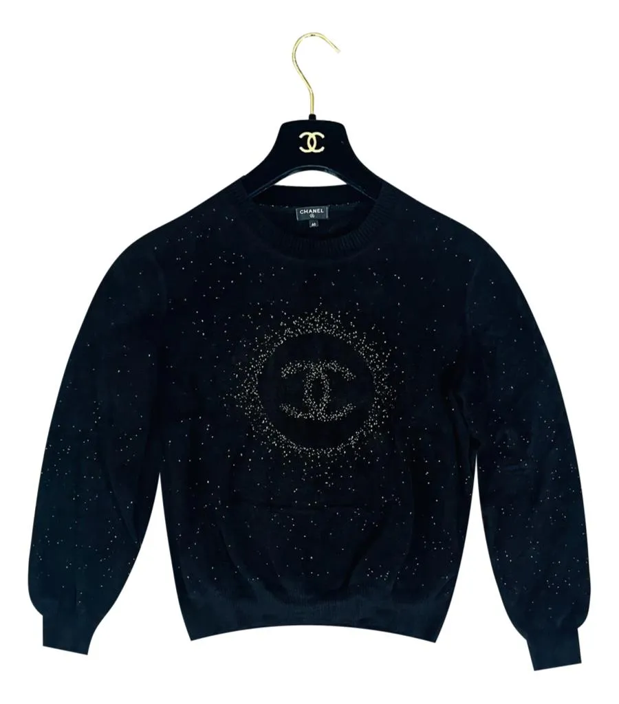 Chanel  Sequin 'CC' Logo Jumper. Size 40FR