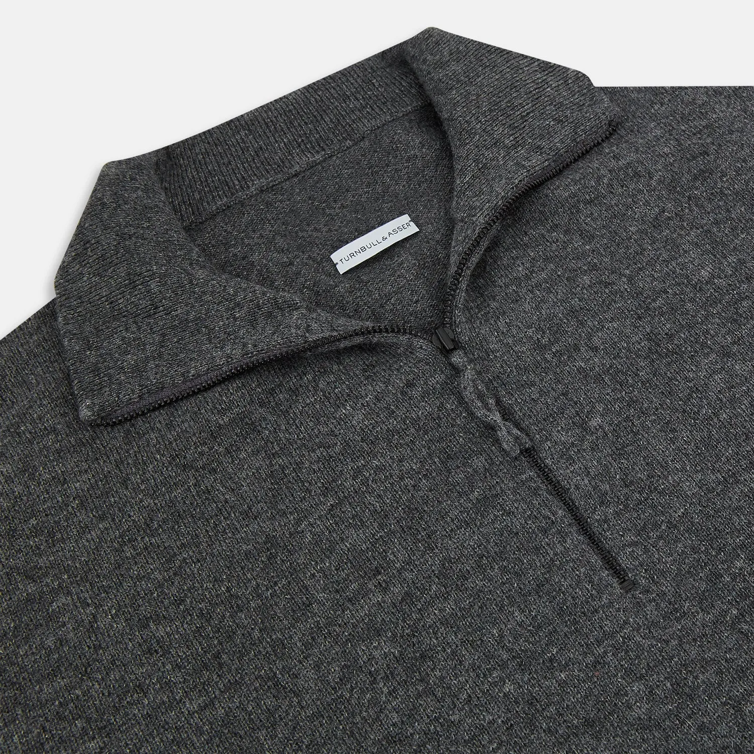 Charcoal Grey Melange Half-Zip Cashmere Jumper