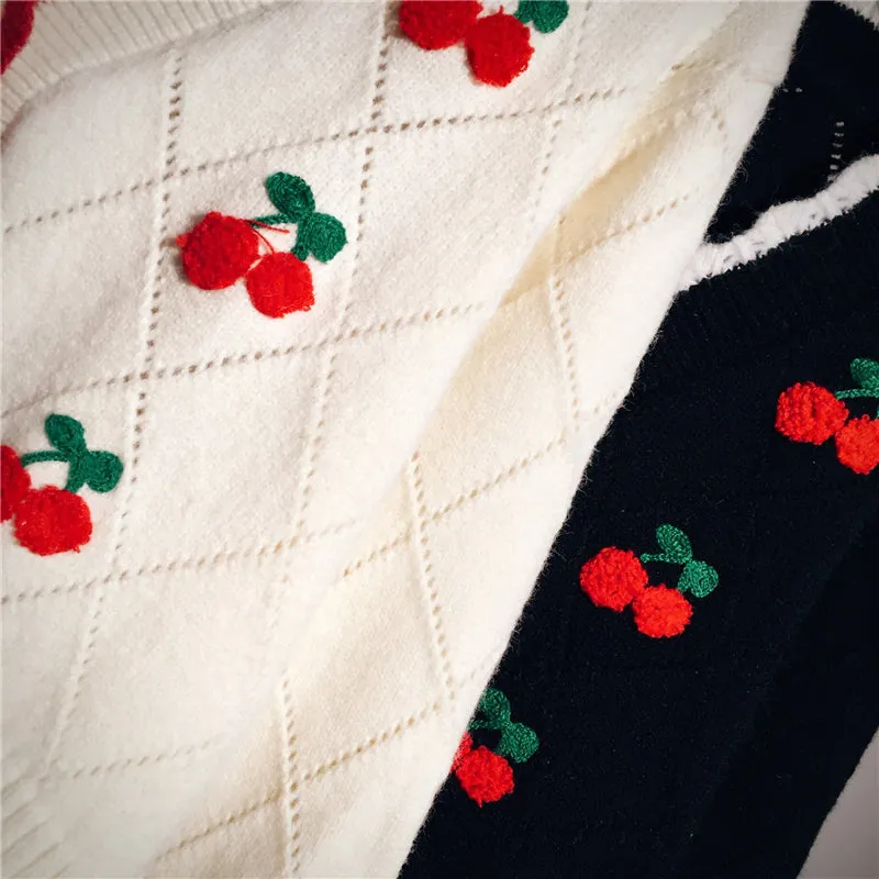 Cherry Embroidery Knit Cardigan Sweater - A Sweet and Stylish Delight! 🍒👚