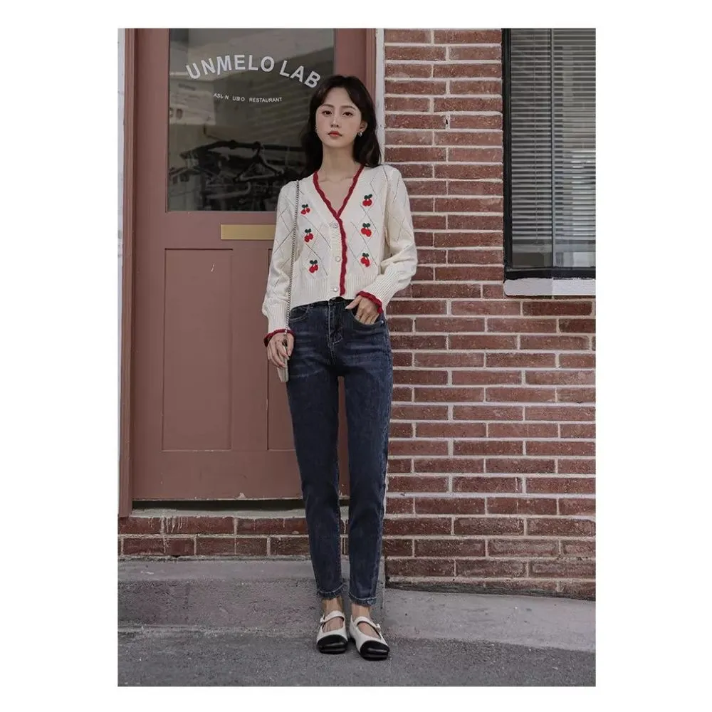 Cherry Embroidery Knit Cardigan Sweater - A Sweet and Stylish Delight! 🍒👚