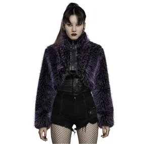 Chic Purple Shaggy Crop Jacket - Edgy Streetwear