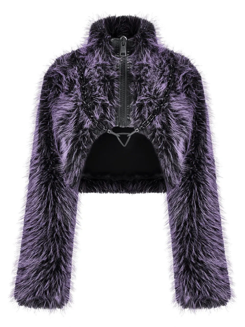 Chic Purple Shaggy Crop Jacket - Edgy Streetwear