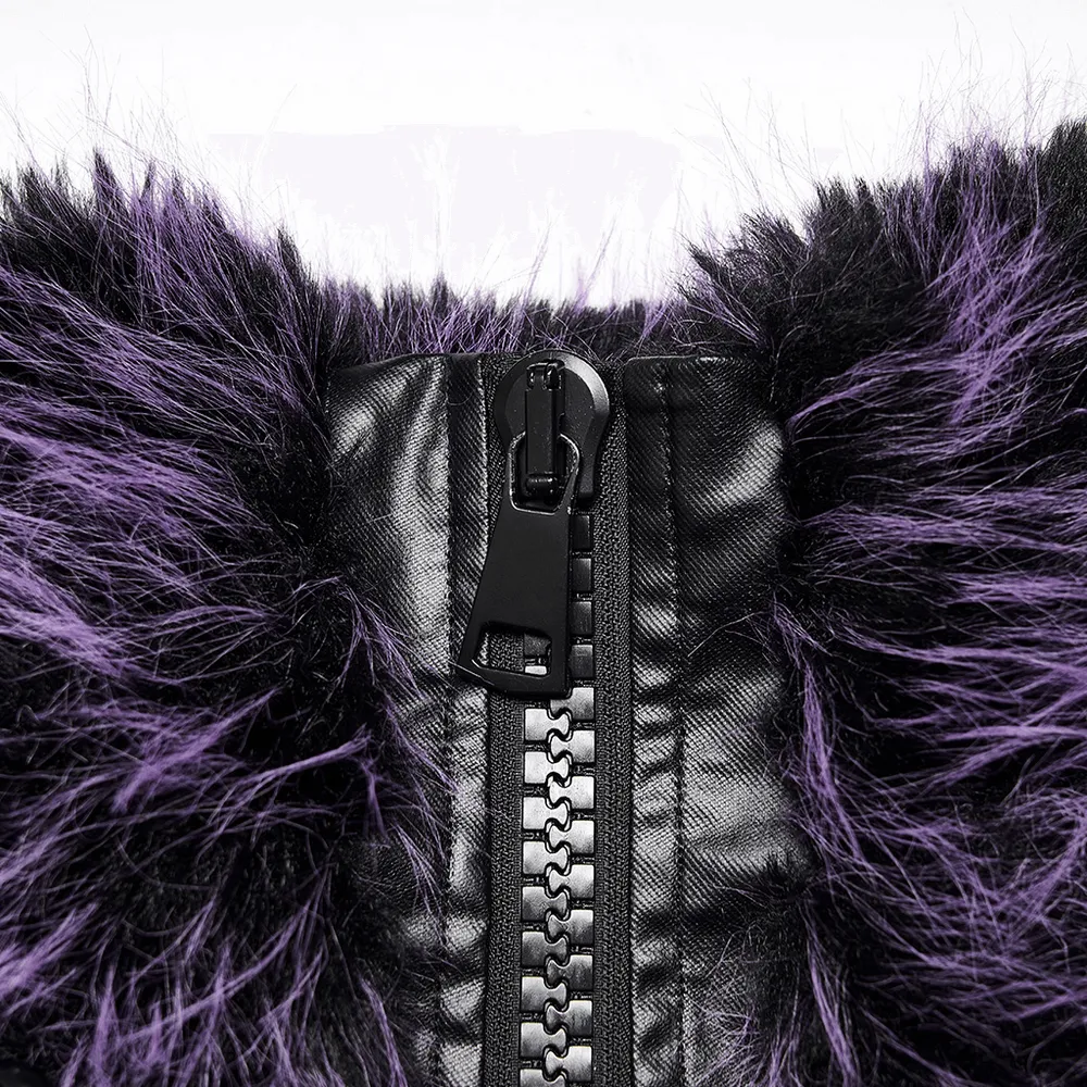 Chic Purple Shaggy Crop Jacket - Edgy Streetwear