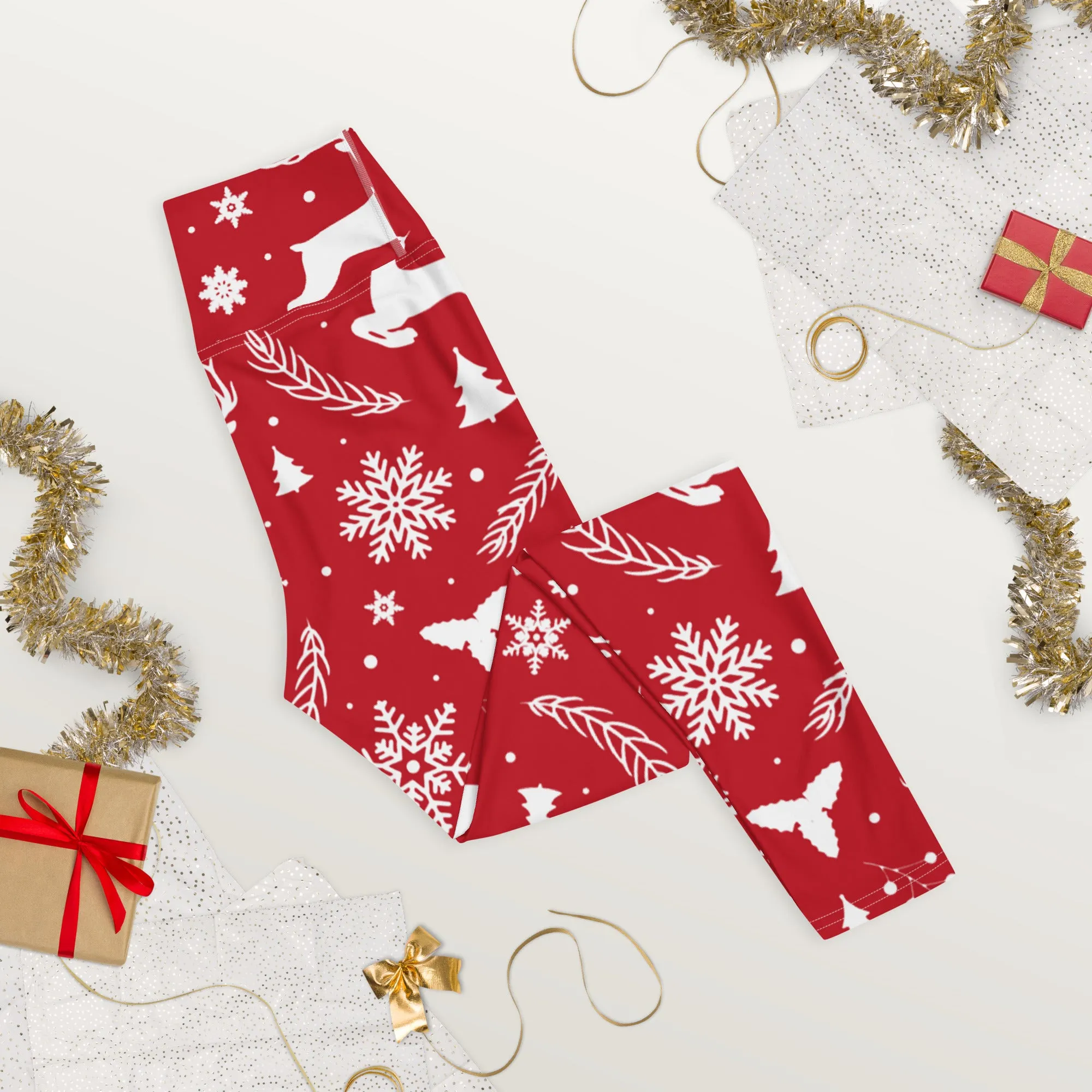 Christmas Deer Yoga Leggings, lioness-love