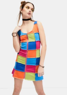 Colorful Life Patchwork Mini Dress