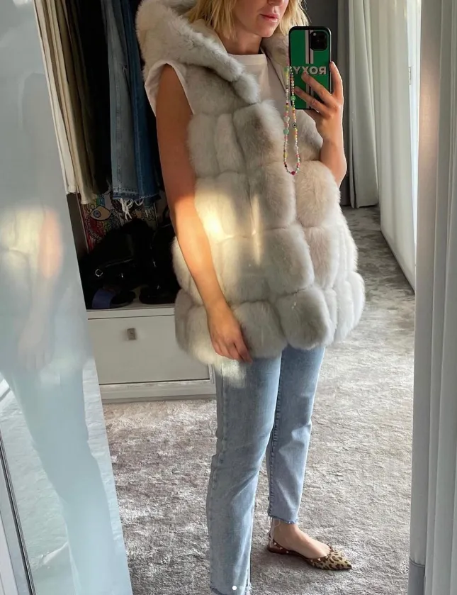 Cosmopolitan Fox Fur Vest with Hood