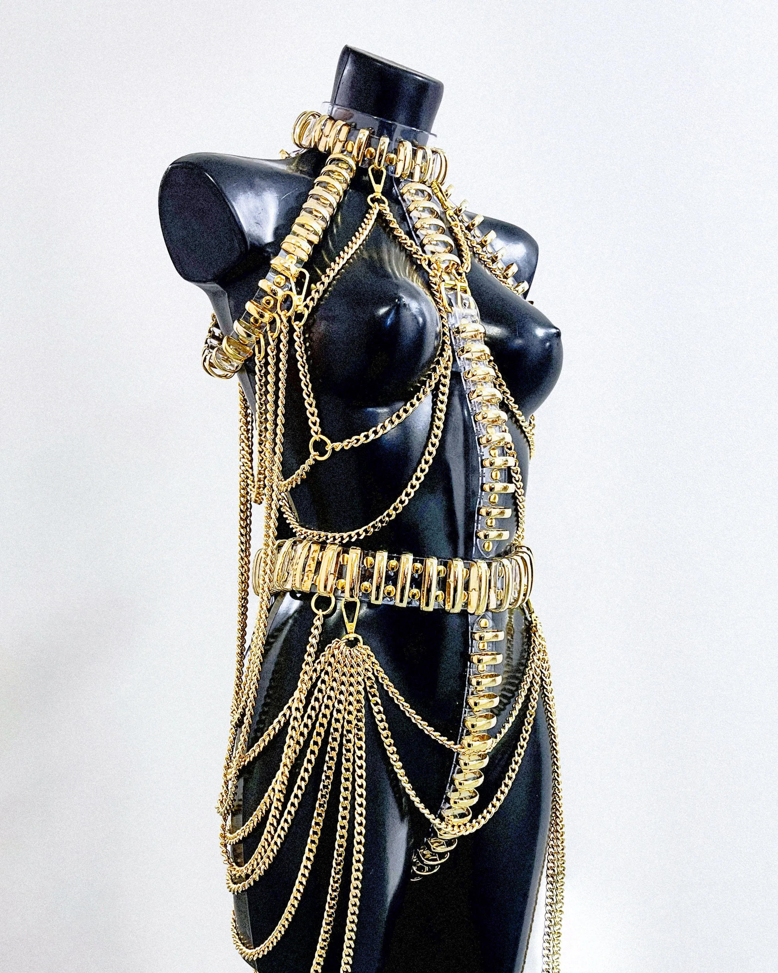 CrAzY Multi Chain Harness Dress by Jivomir Domoustchiev