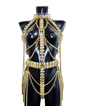 CrAzY Multi Chain Harness Dress by Jivomir Domoustchiev