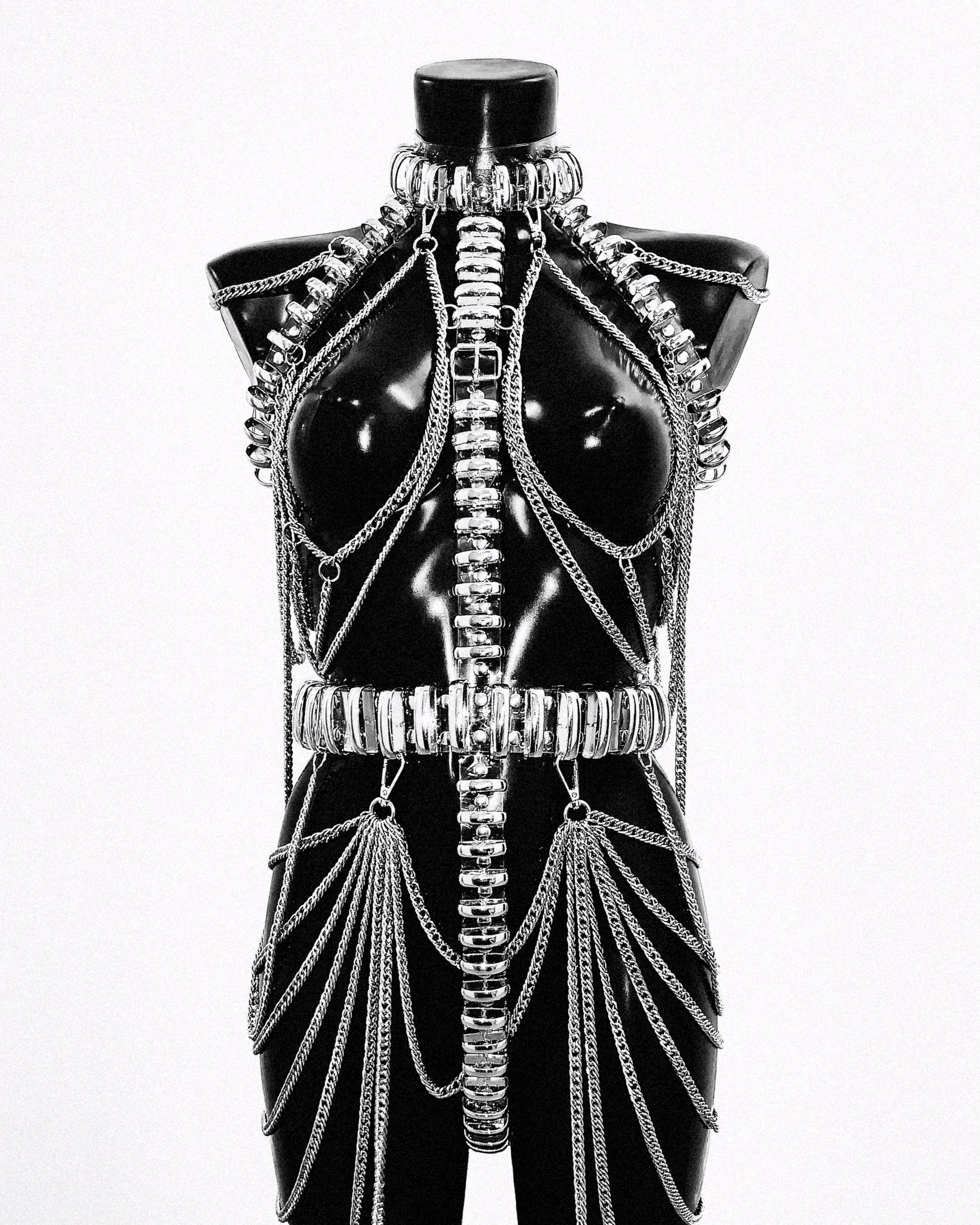 CrAzY Multi Chain Harness Dress by Jivomir Domoustchiev