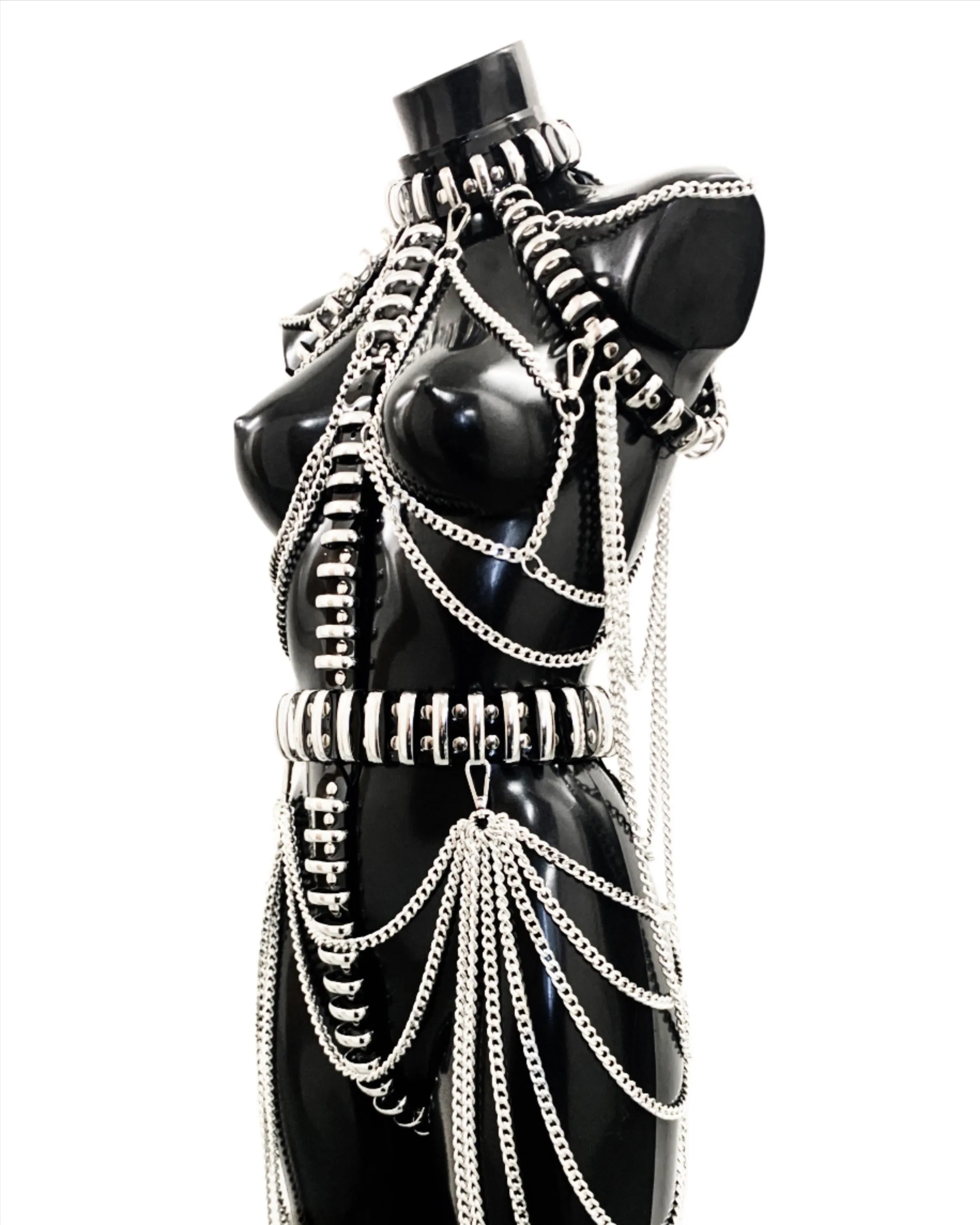 CrAzY Multi Chain Harness Dress by Jivomir Domoustchiev