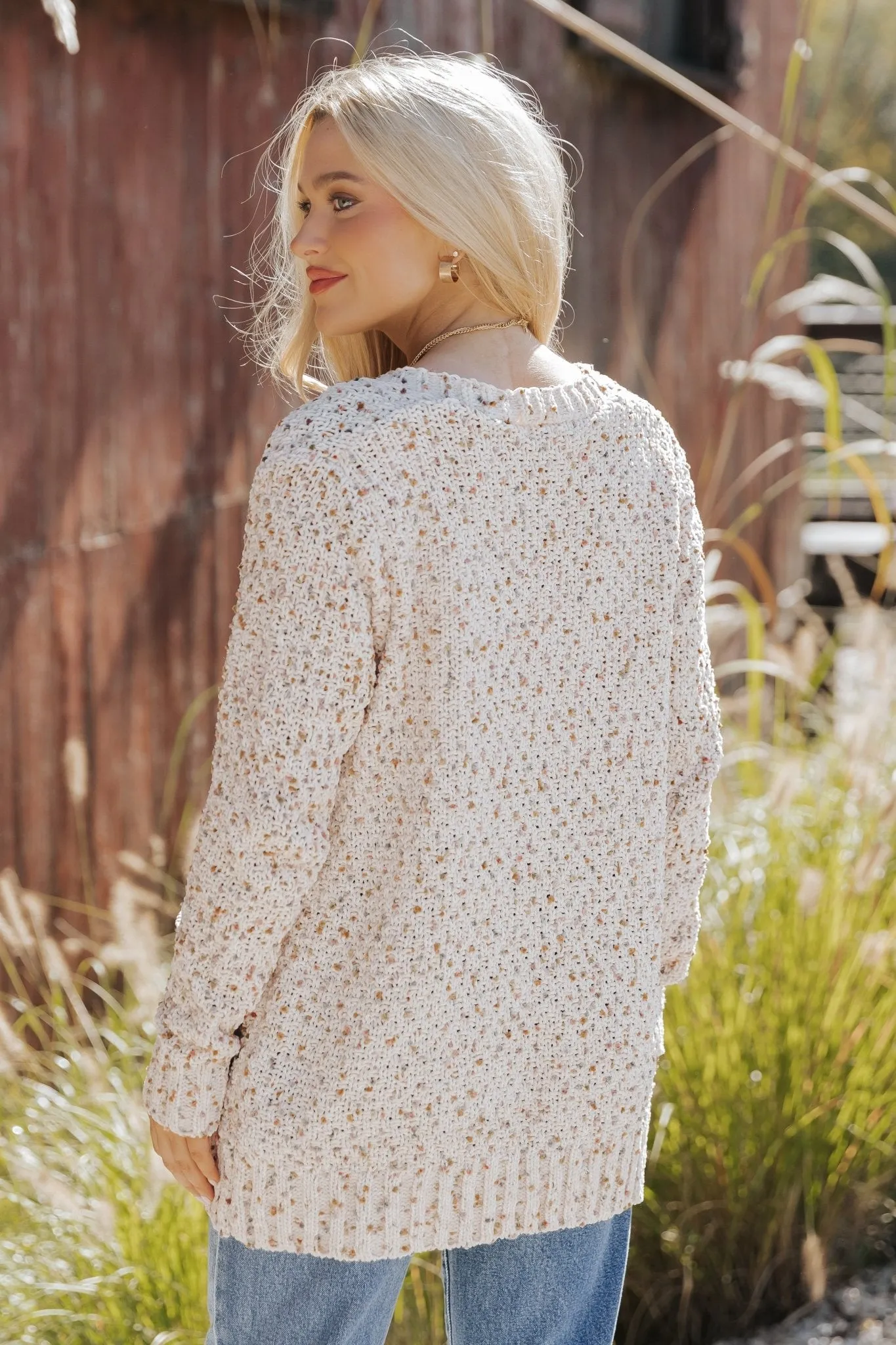 Cream Popcorn Open Front Cardigan - DOORBUSTER