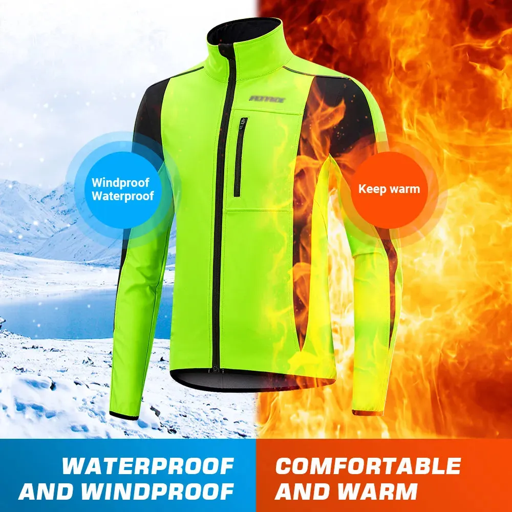 Cycling Jacket Warm Up Thermal Fleece Cycling Jacket Bicycle MTB Road Bike Clothing Windproof Waterproof Long Jersey Jersey