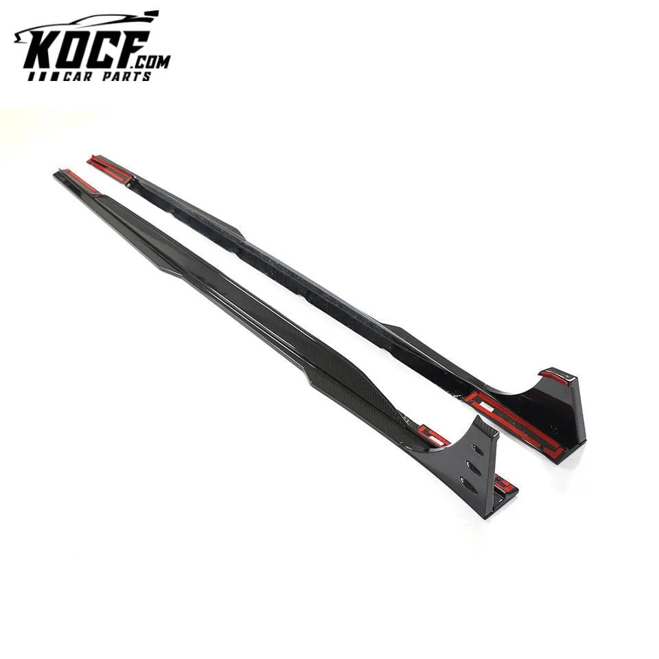 Dry Carbon Fiber RS6 Car Side Skirts Lip for Audi RS6 A6 C8 Avant Wagon 4-Door 2019- 2021