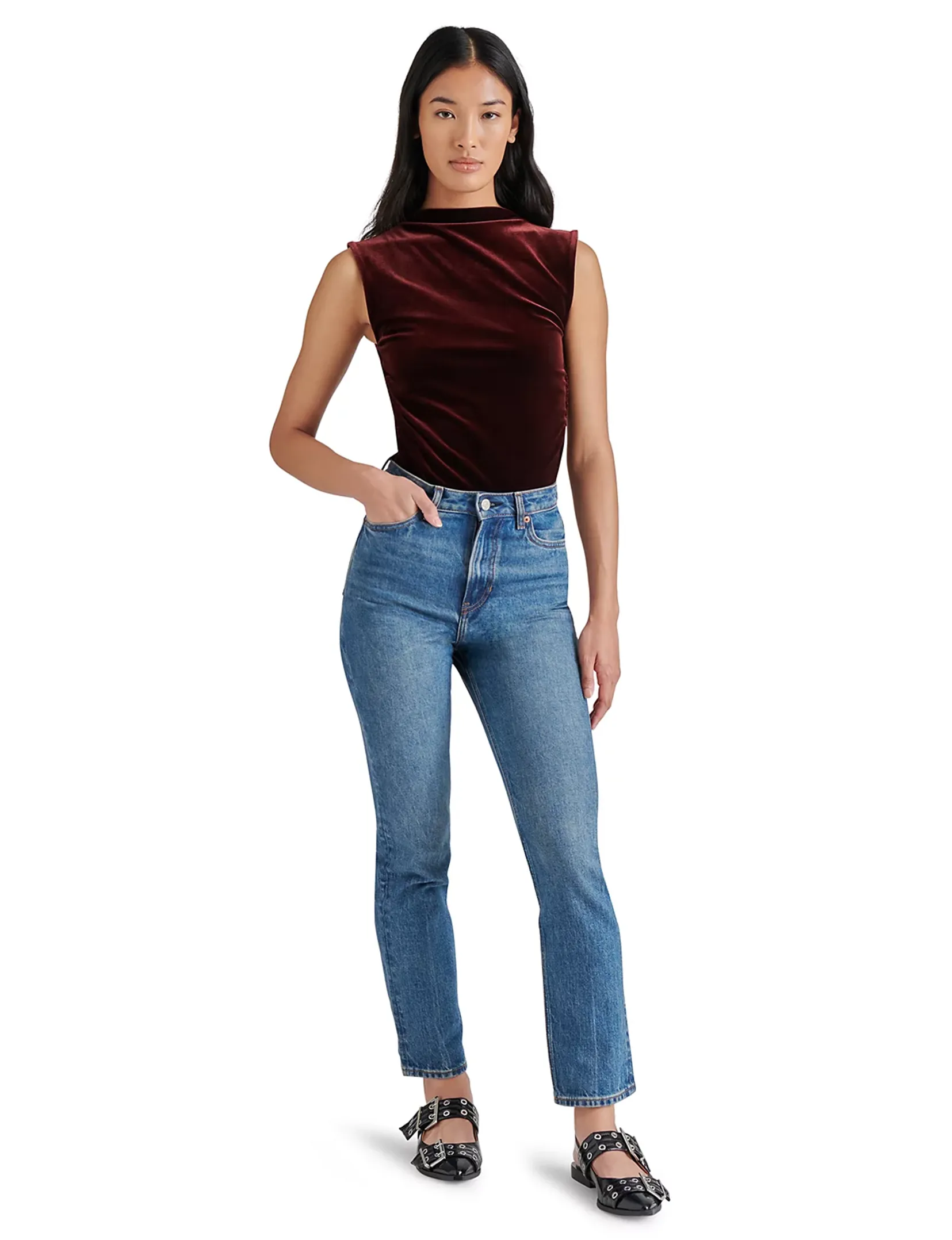 Esen Velvet Bodysuit, Wine