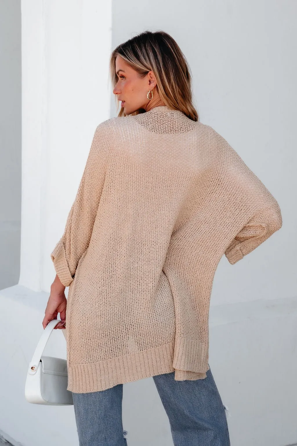 Essential Lightweight Ribbed Cardigan - Taupe - FINAL SALE