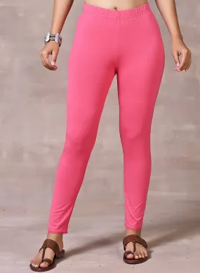 Farah Light Pink Viscose Lycra Leggings for Women