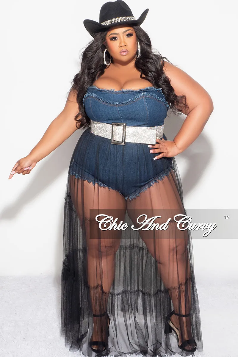 Final Sale Plus Size Strapless Romper with Mesh Skirt