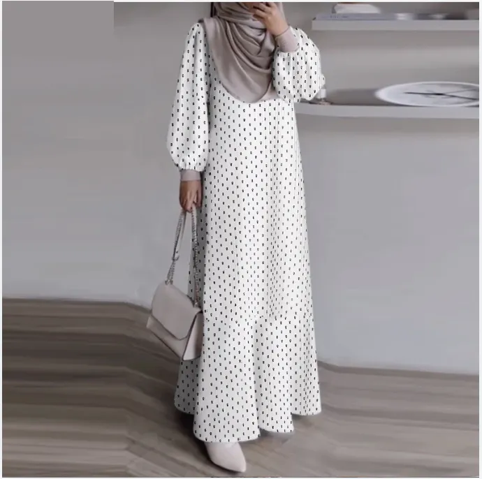 Floral Printed Modest Dress Fashion Puff Sleeve (Modest style dress)