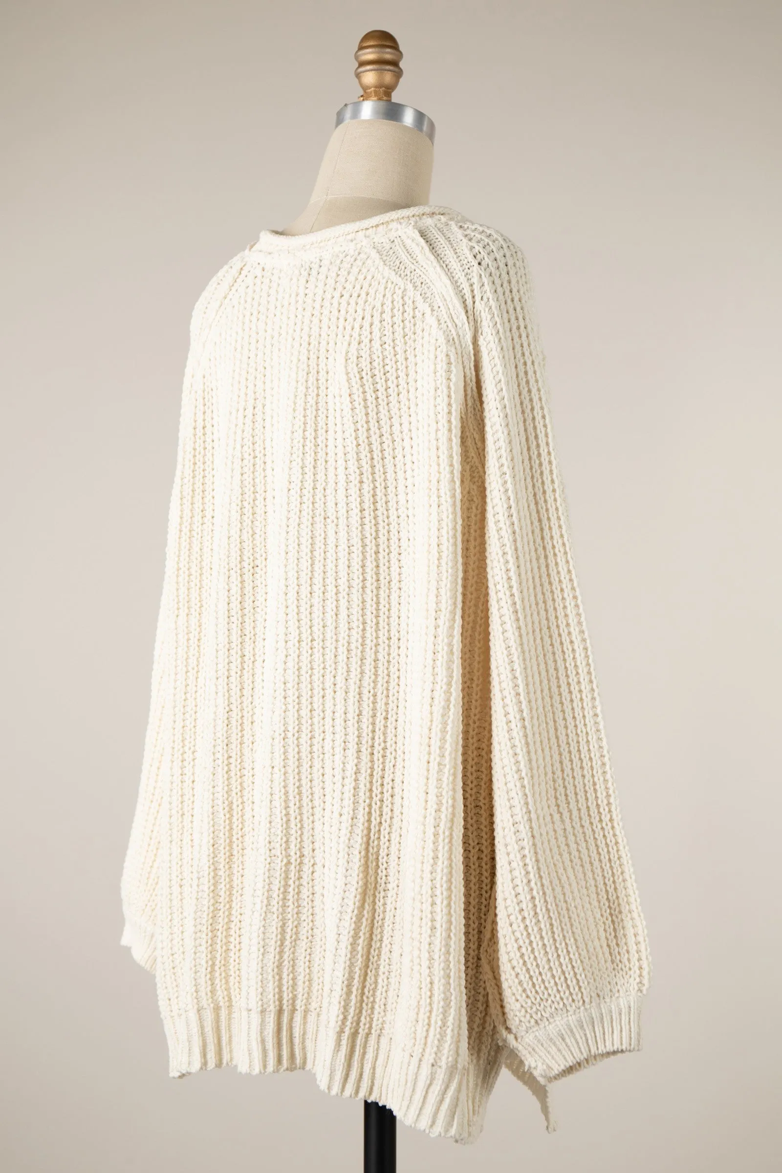 Fluffy Chenille Ribbed Knit Outline Cardigan