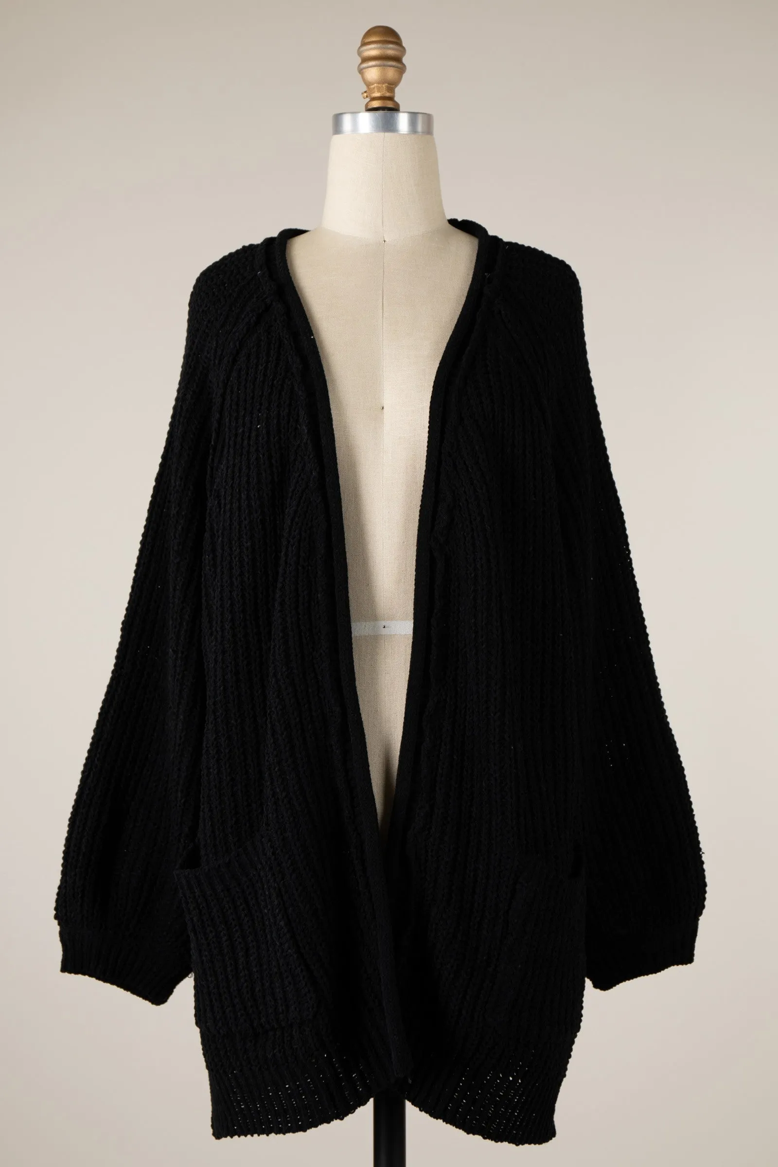 Fluffy Chenille Ribbed Knit Outline Cardigan