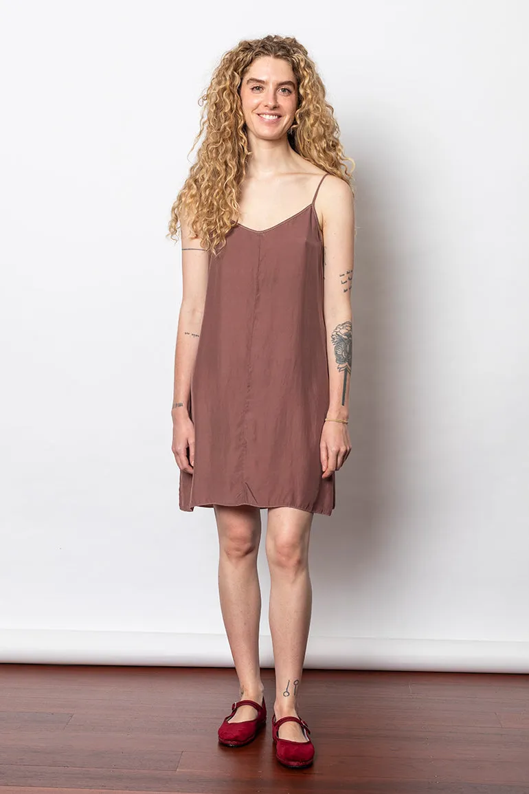 Garment Dyed Silk Short Slip Dress - Dusty Pink