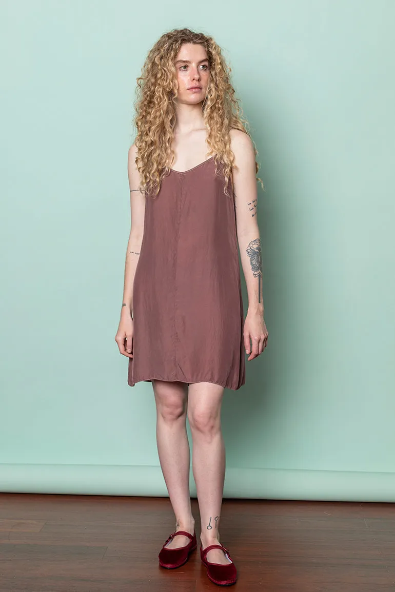 Garment Dyed Silk Short Slip Dress - Dusty Pink