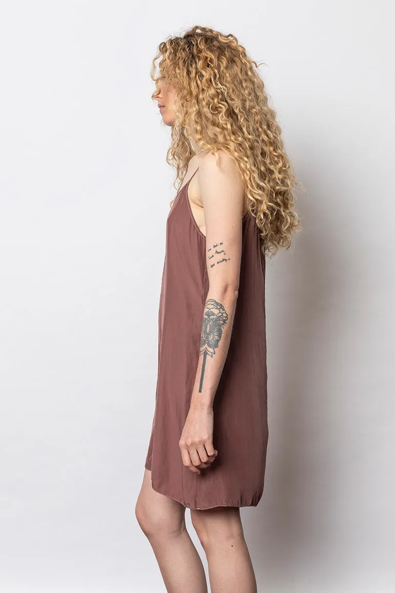 Garment Dyed Silk Short Slip Dress - Dusty Pink