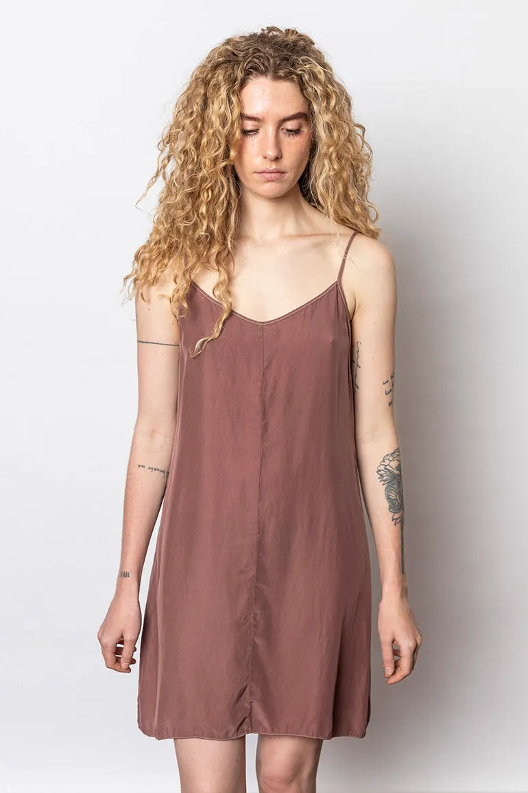 Garment Dyed Silk Short Slip Dress - Dusty Pink