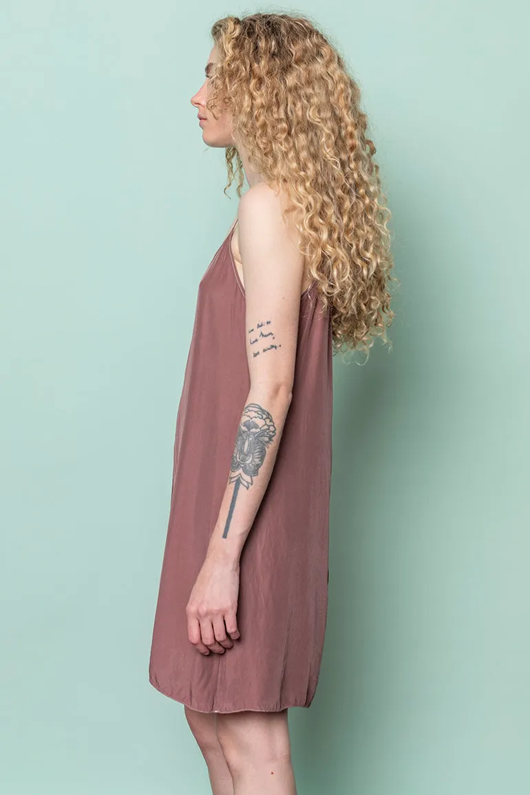 Garment Dyed Silk Short Slip Dress - Dusty Pink