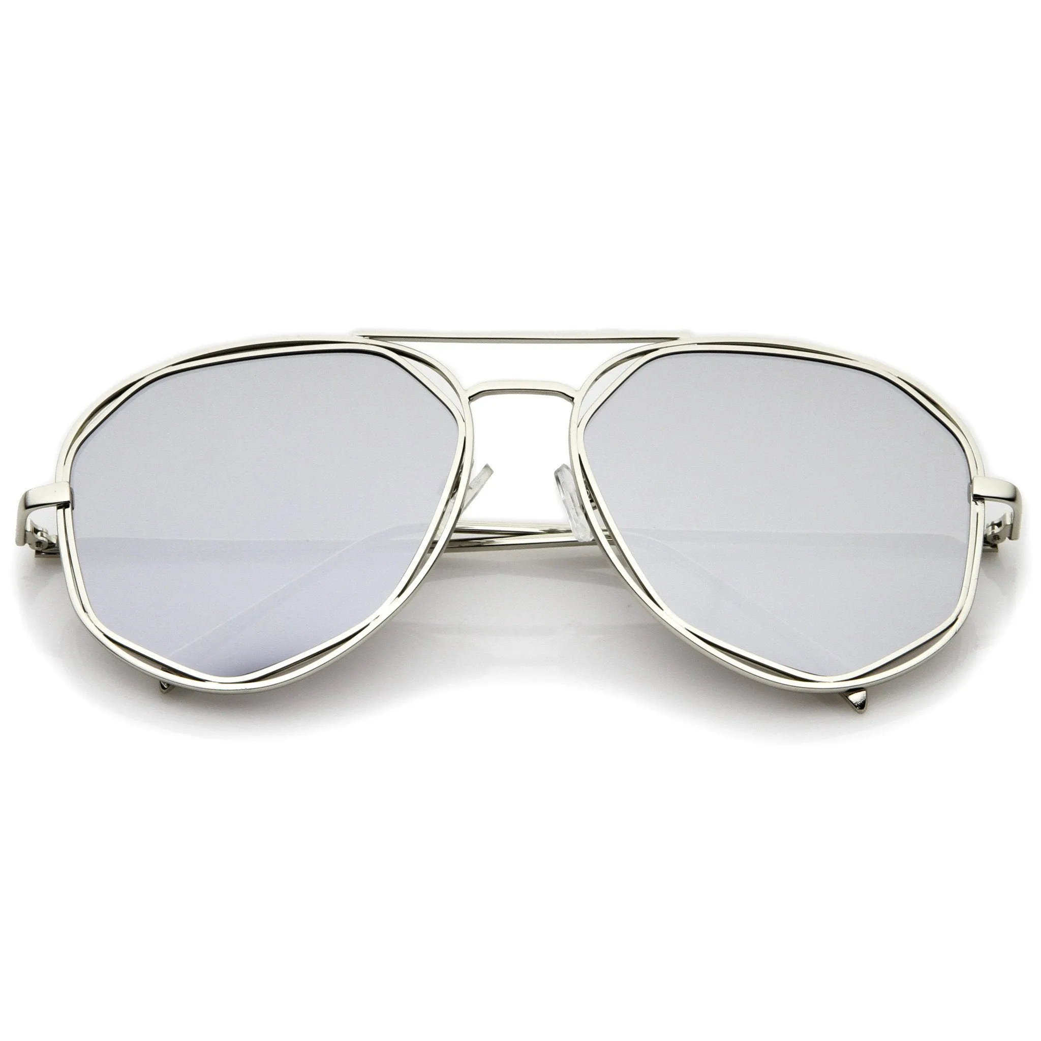 Geometric Mirrored Lens Aviator Sunglasses