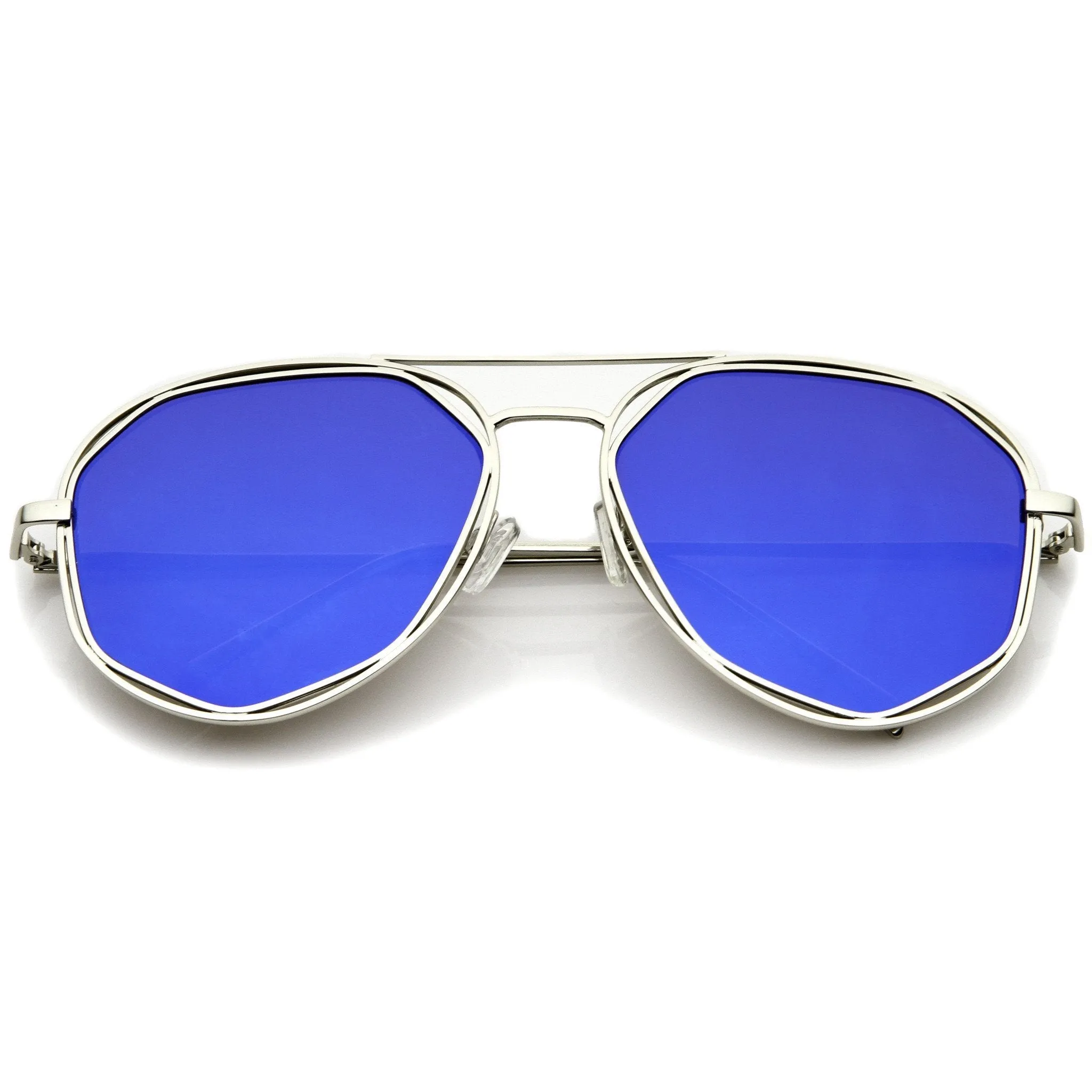 Geometric Mirrored Lens Aviator Sunglasses