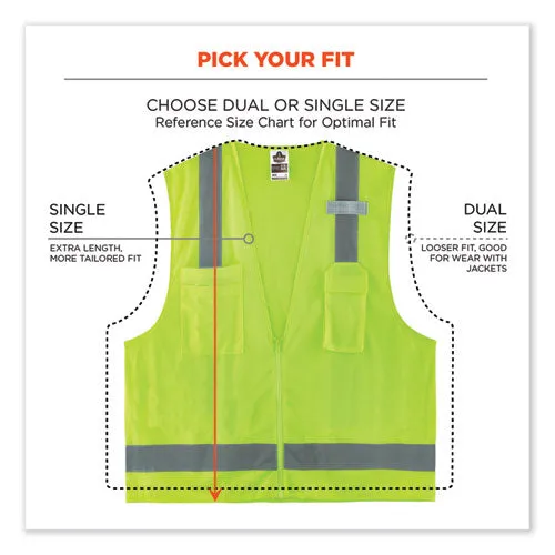 Glowear 8249z Class 2 Economy Surveyors Zipper Vest, Polyester, 2x-large/3x-large, Lime, Ships In 1-3 Business Days