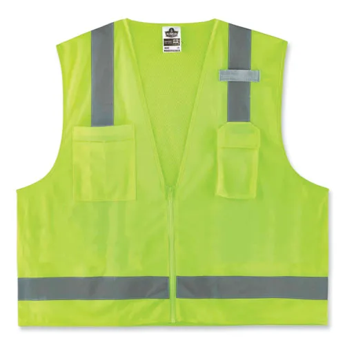 Glowear 8249z Class 2 Economy Surveyors Zipper Vest, Polyester, 2x-large/3x-large, Lime, Ships In 1-3 Business Days