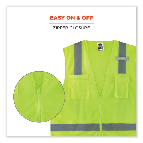 Glowear 8249z Class 2 Economy Surveyors Zipper Vest, Polyester, 2x-large/3x-large, Lime, Ships In 1-3 Business Days