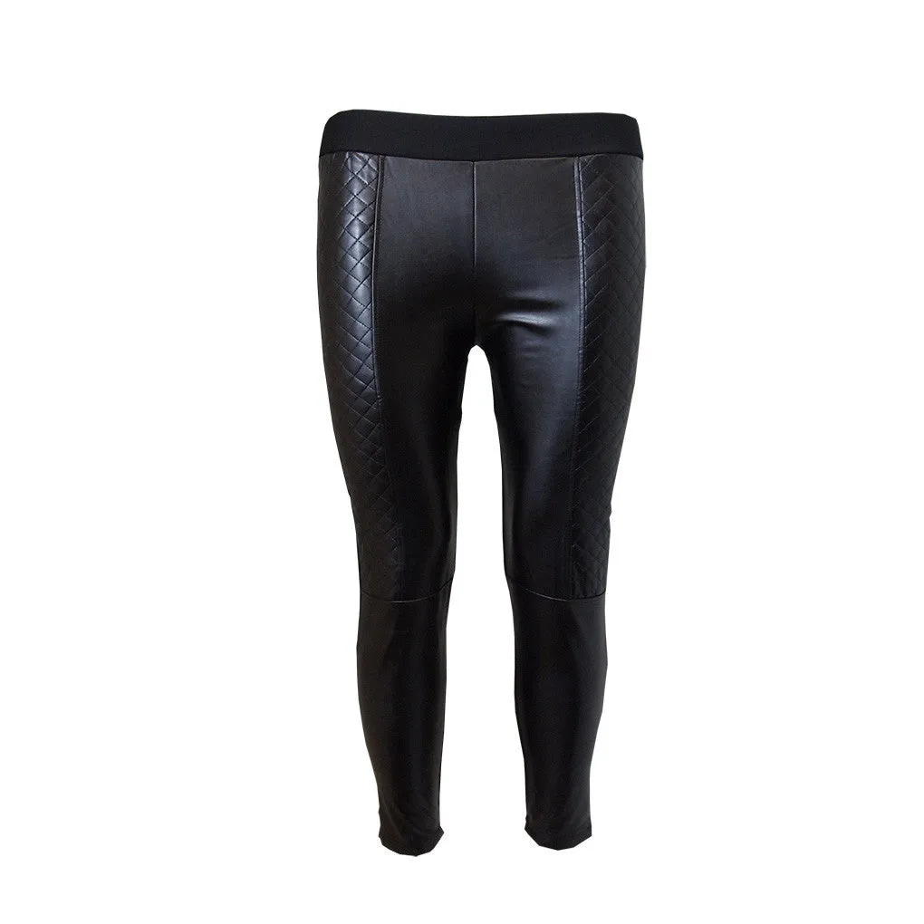 GNC Basic Ladies Checked Faux Leather Leggings