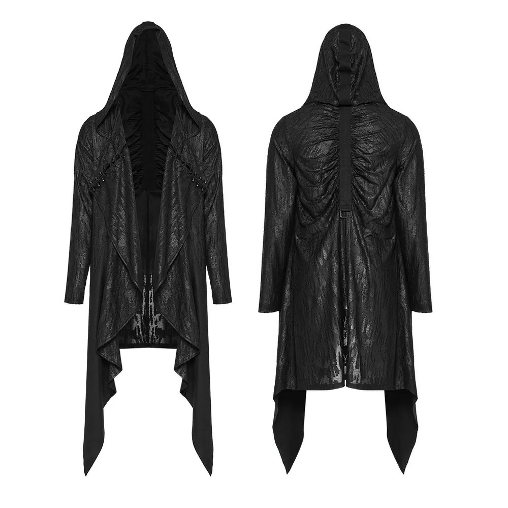 Gothic Hooded Trench Coat Men's High-Fashion