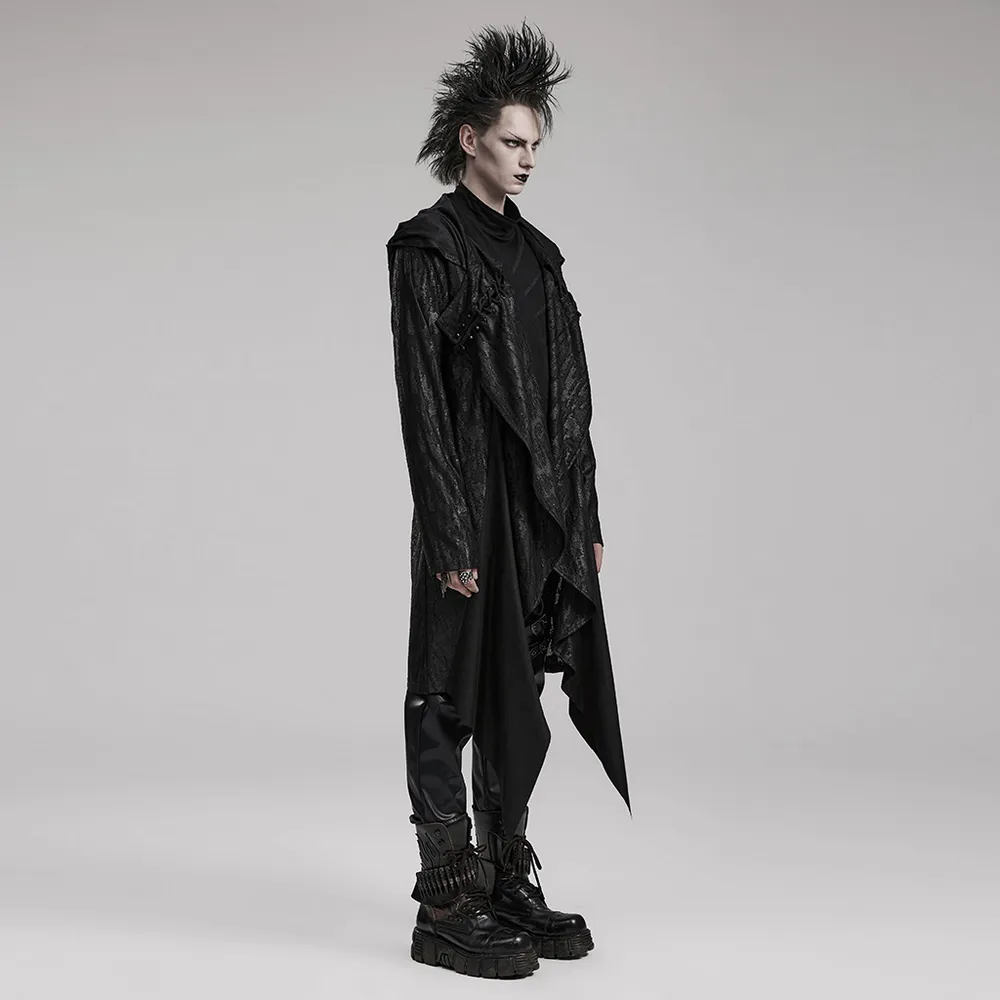 Gothic Hooded Trench Coat Men's High-Fashion