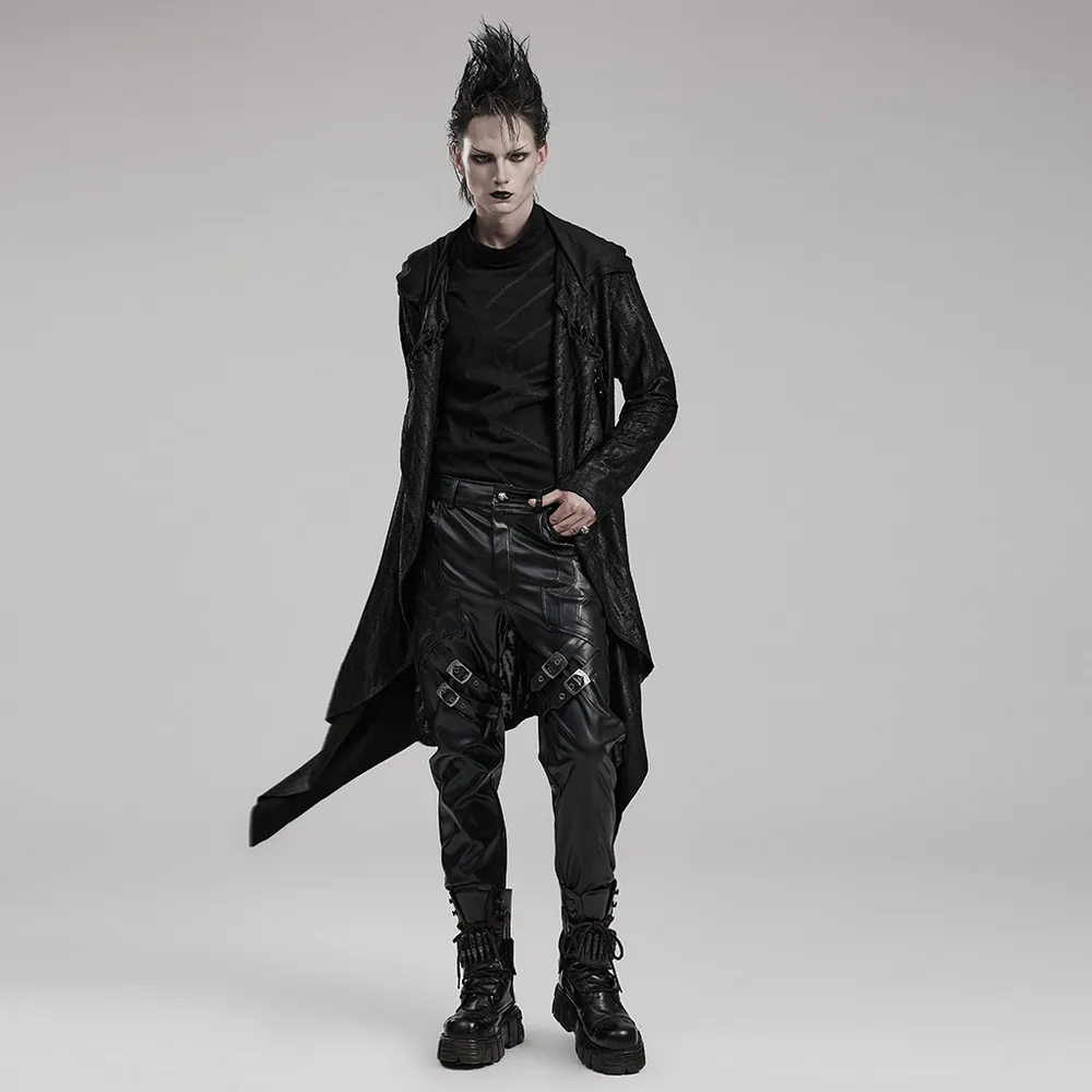 Gothic Hooded Trench Coat Men's High-Fashion