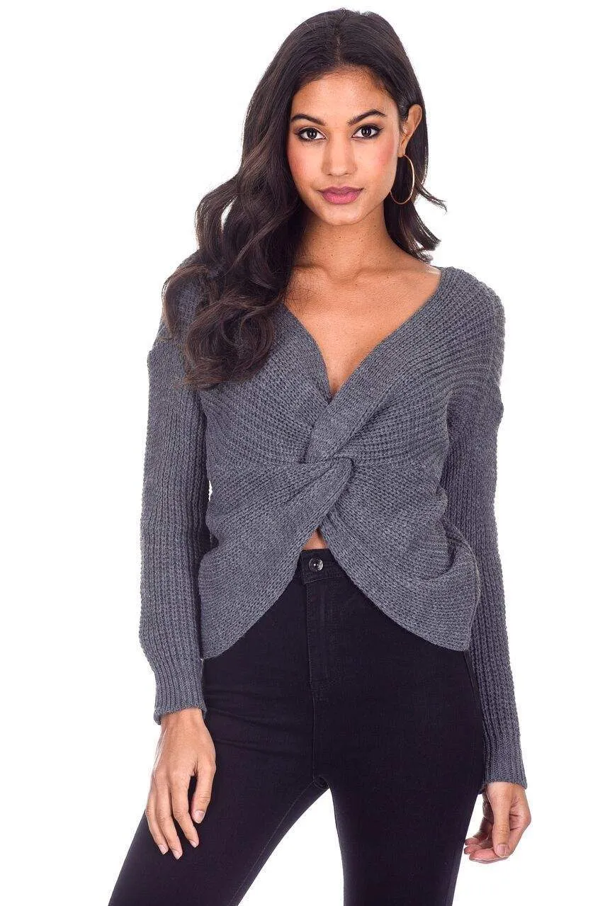 Grey Reversible Twist Knot Jumper