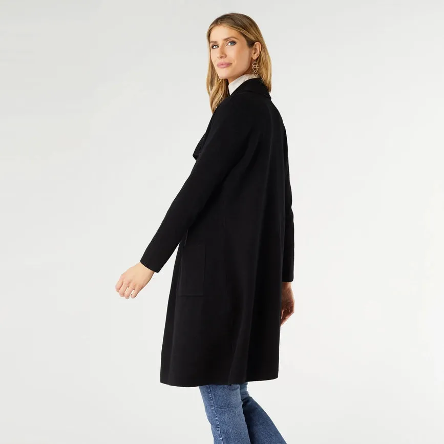 Heavenly-Luxe Long Open Cardigan Black