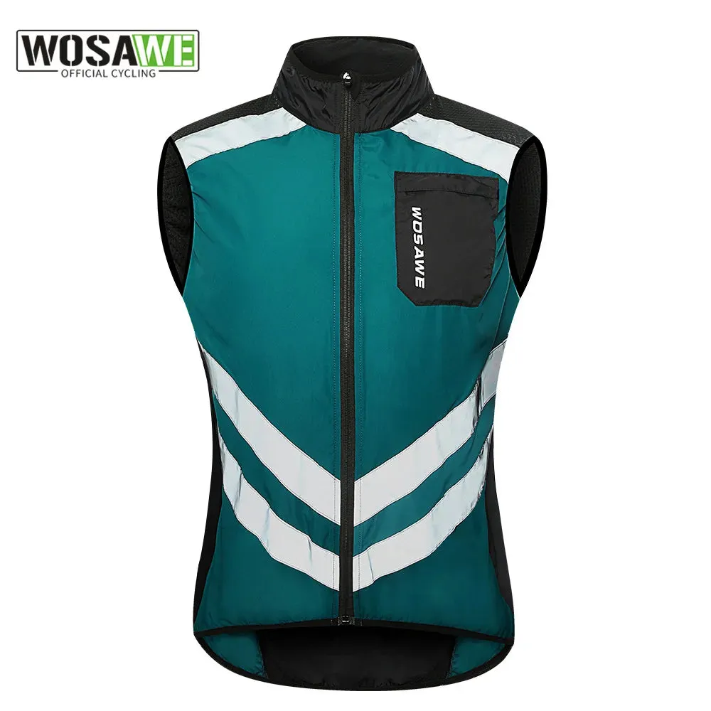 High Visibility Cycling Vest Wind Windbreaker Windproof Coat Breathable Reflective Sleeveless Jacket for Running Hiking