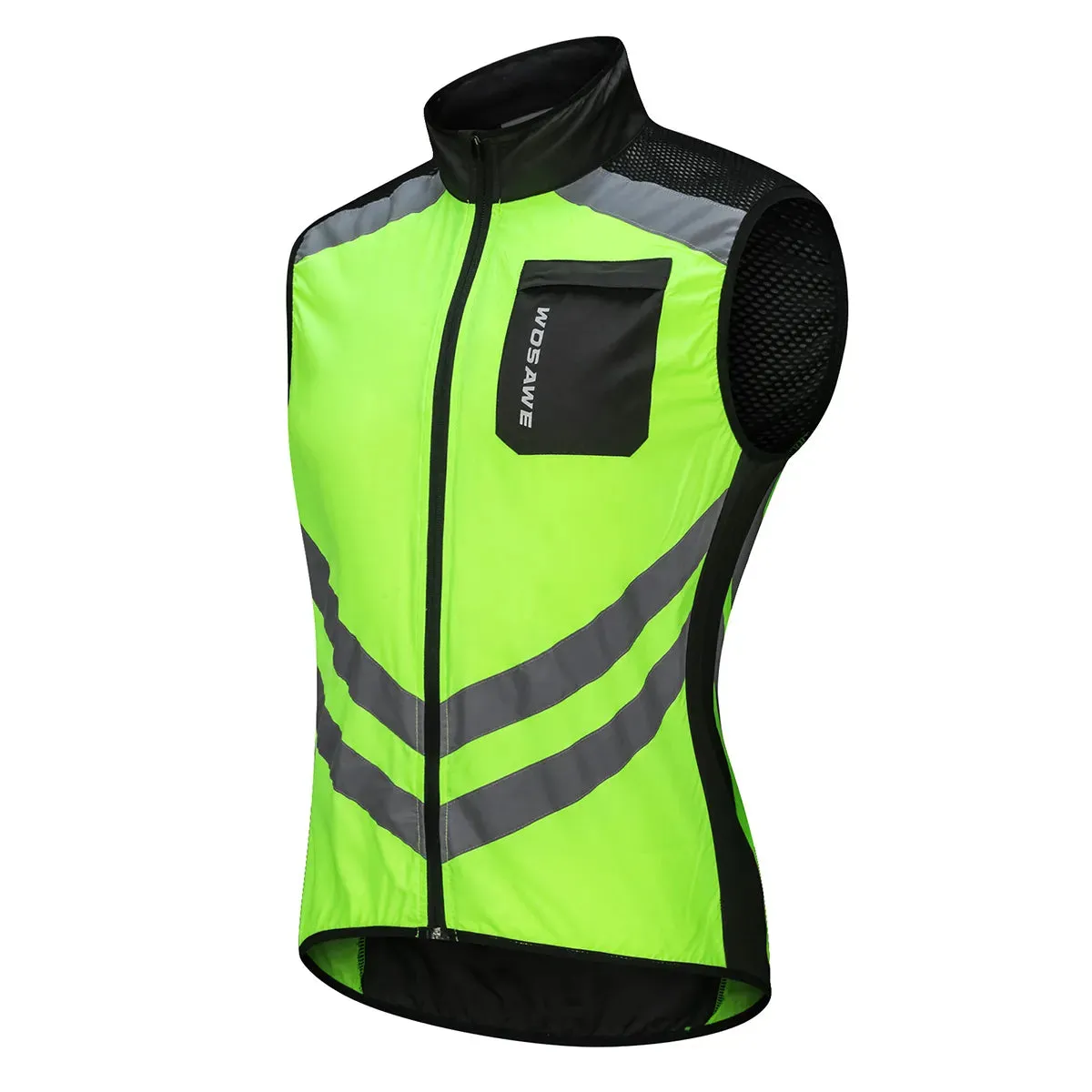 High Visibility Cycling Vest Wind Windbreaker Windproof Coat Breathable Reflective Sleeveless Jacket for Running Hiking