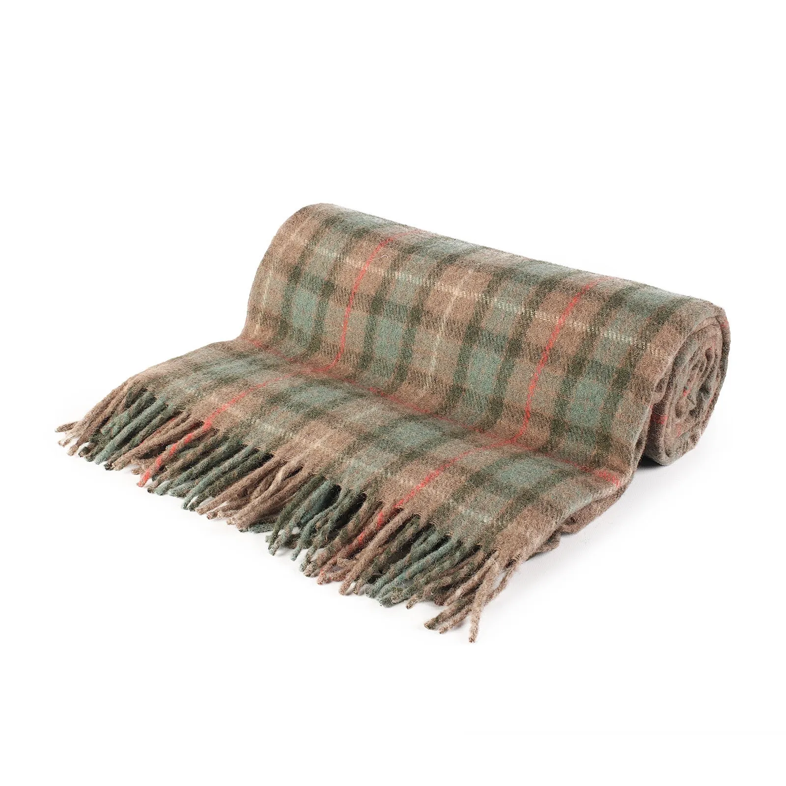 Highland Wool Blend Tartan Blanket Throw Fraser Hunting Weathered