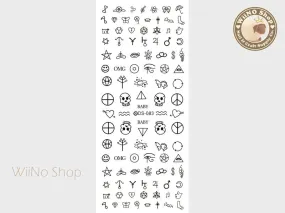 Hipster Symbols Water Slide Nail Art Decals - 1 pc (DS-083)